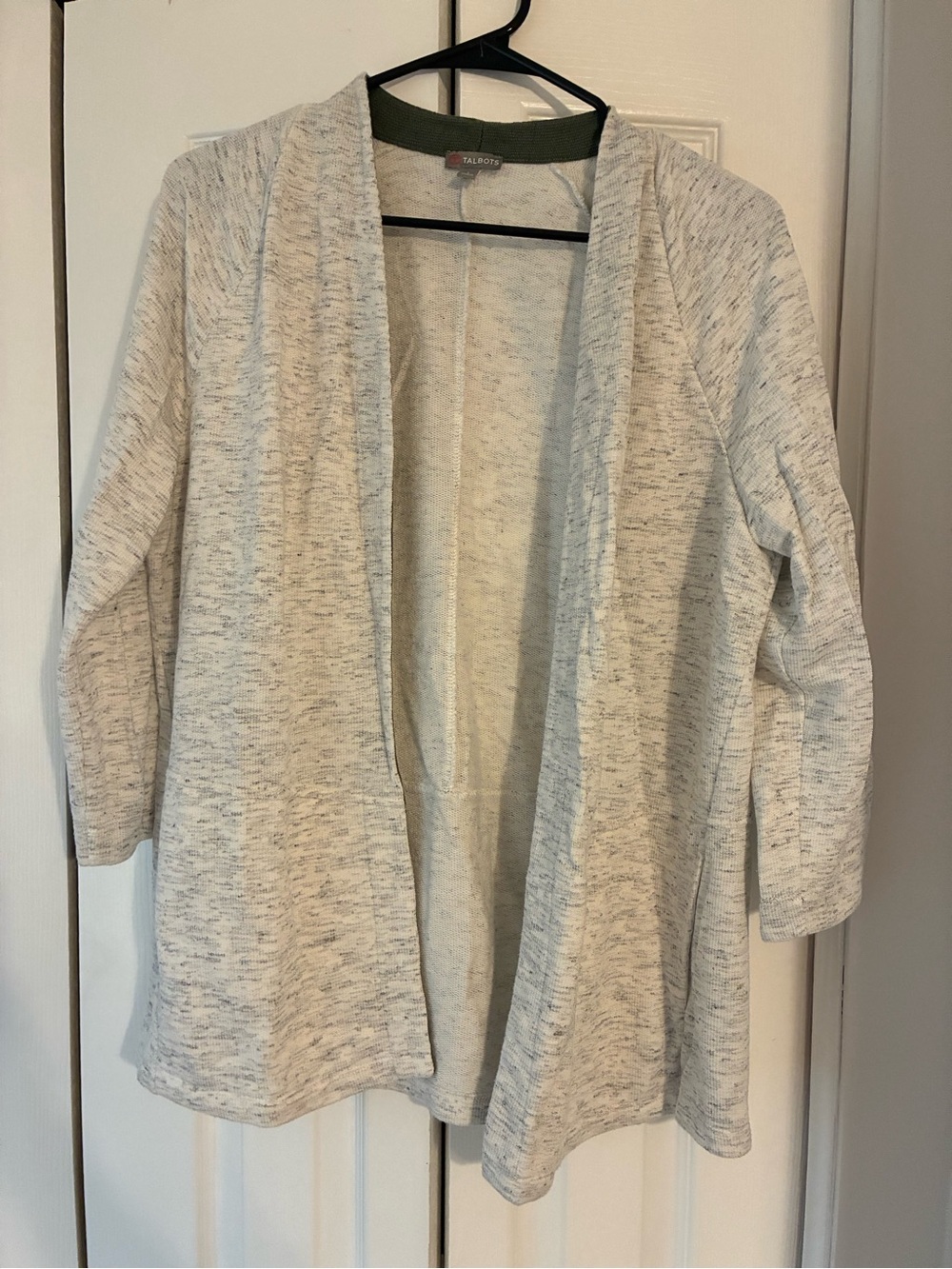 Talbots Heathered Cream Open Cardigan